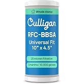 Culligan RFC-BBSA Whole House Water Filter, 10 x 4.5 in, 25 Micron Carbon | IAPMO Certified | Best For Silt, Fine Sand &amp; Chlorine Taste | 3 Months / 10,000 Gal | 3 GPM | Fits WH-HD200-C &amp; HD-950A