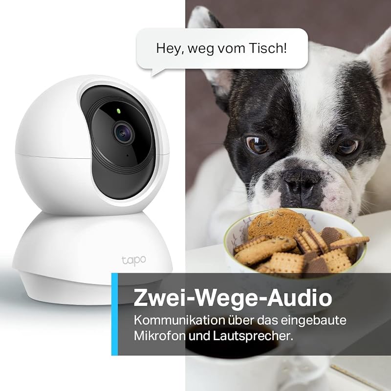 TP-Link C210 WLAN IP Kamera Überwachungskamera (Linsenschwenkung und Neigung, 3MP-Auflösung, 2-Wege-Audio, Nachtsicht zu 9m, bis zu 256 GB lokaler Speicher) Weiß/Schwarz, 1 Stück (1er Pack)