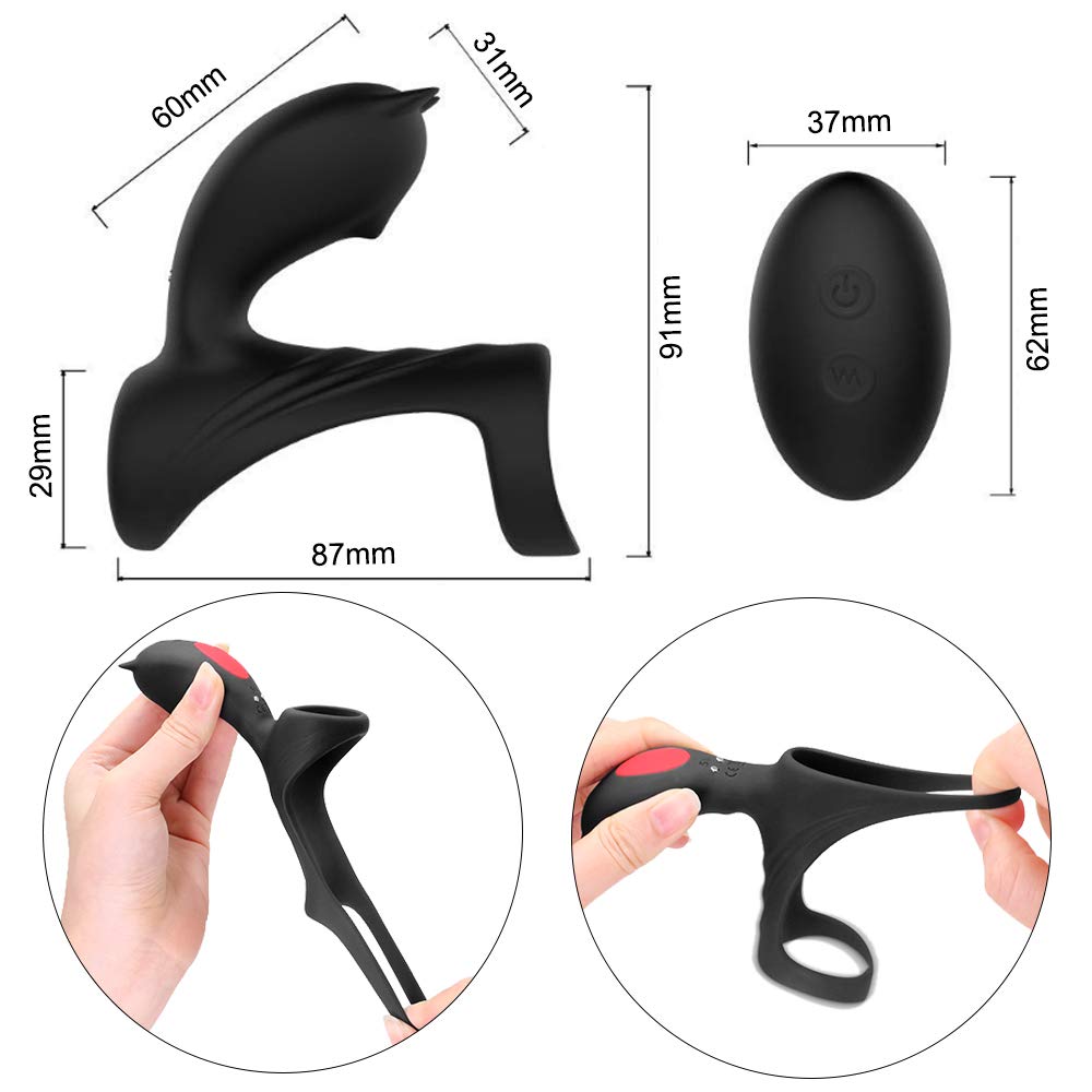 Penisring Vibrierend mit Fernbedienung für Männer und Frau und Paar, Silikon Cockring Vibro Penismanschette Dual Erektionsring Klitorisstimulator, Verzögerung der Ejakulation, Langwährende Erektion