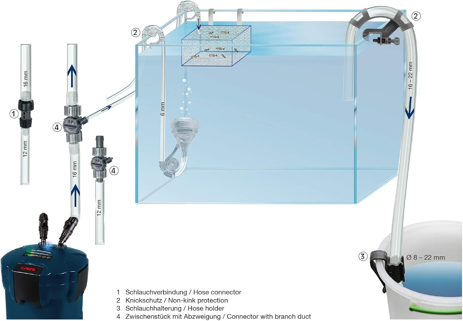 sera 45065 Hose Connection Inner Dimensions 12 to 16 mm Aquariums, Hose