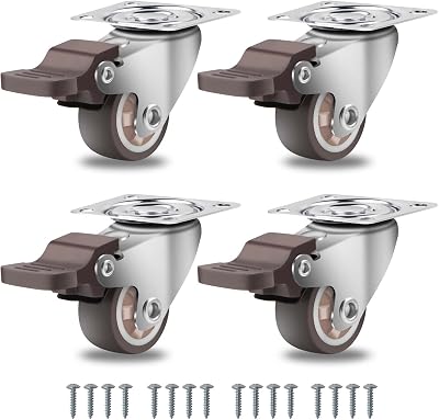 W B D WEIBIDA 1 in Castor Wheels with Brakes 100 lb Pack of 4