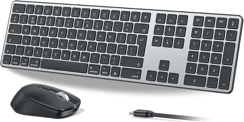 OMOTON Wireless Keyboard and Mouse for Mac OS Gray, Multi-Device
