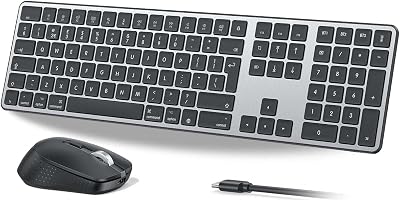 OMOTON Wireless Keyboard and Mouse for Mac OS Gray, Multi-Device