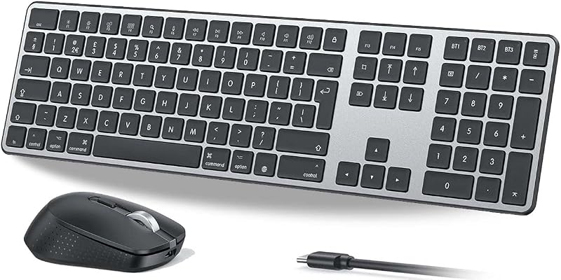 OMOTON Wireless Keyboard and Mouse for Mac OS Gray, Multi-Device