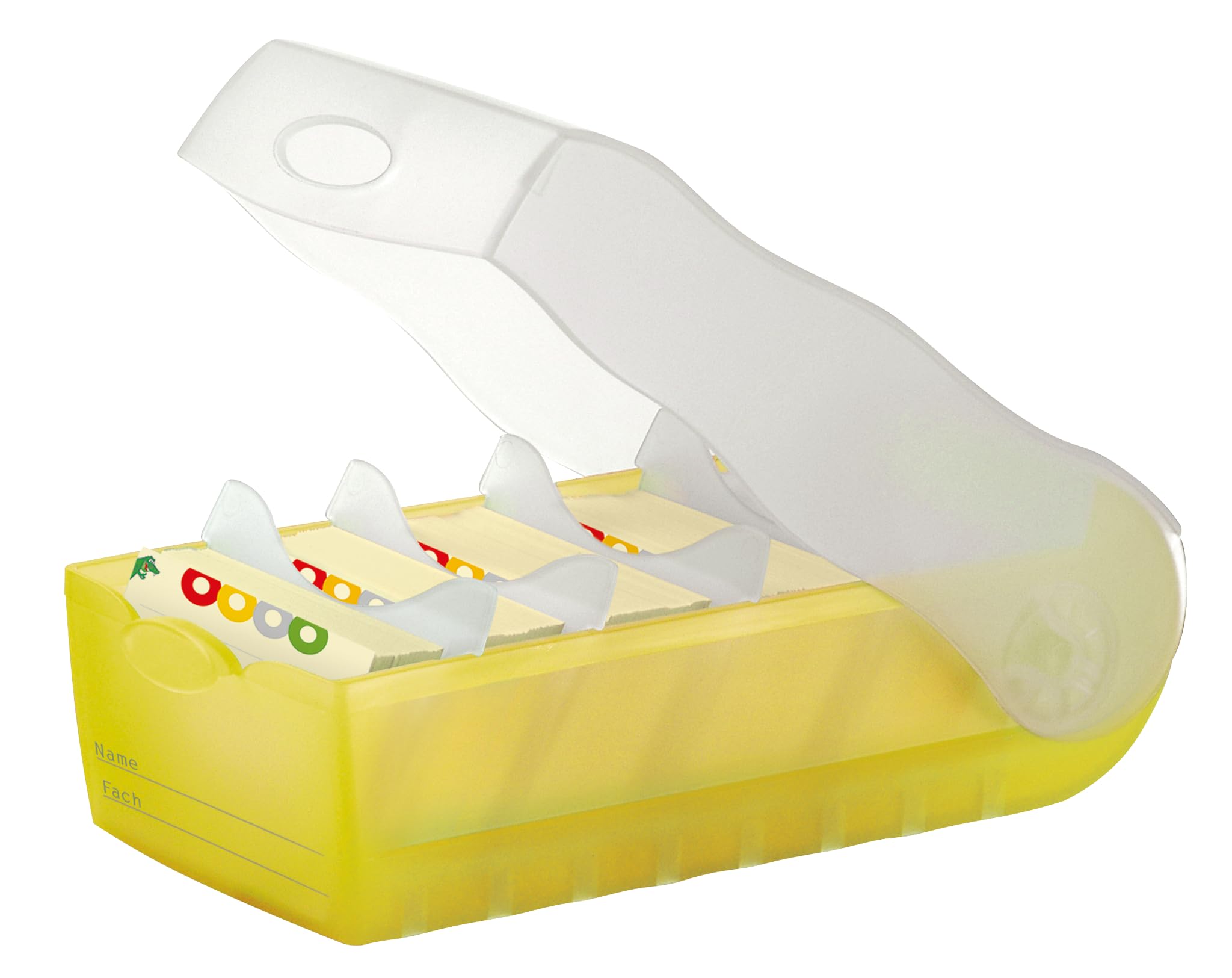 HAN 998-653, CROCO Flashcard Index Box. For learning vocabulary in an ingeniously simple way, A8, translucent yellow โ image 1