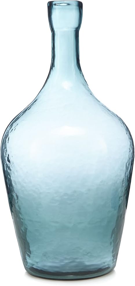 Flasche Glas Vase, dunkel-türkis, Vase