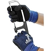 ANDANDA Level 5 Cut Resistant Gloves, 3D Comfort Stretch Fit, Double Frosted Nitrile Coated Work Gloves with Power Grip, Ideal Work Gloves for Handle Glass & Sharp Metal, Blue(XL),1Pair