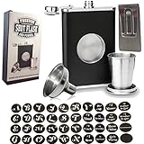 8oz Personalized Shot Flask with Bonus Funnel and Money clip Gift Set by Freedom Shot Flasks. Gift box included. Letters A-Z and 12 Favorite Sayings