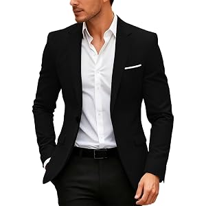 Lmdudan Men Slim Fit Blazer Jacket Classic Button Suit Jackets for Wedding Prom Party Business Dinner Formal Wear Office Wear