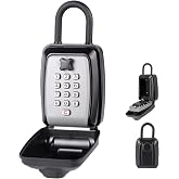 POMYDODU Key Lock Box, Large Capacity Key Storage Box with Hanging Ring, 12-Digit Keyboard Combination, Resettable Code, Waterproof Security Lock Box for Home, Office, Outdoor