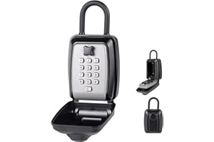 POMYDODU Key Lock Box, Large Capacity Key Storage Box with Hanging Ring, 12-Digit Keyboard Combination, Resettable Code, Waterproof Security Lock Box for Home, Office, Outdoor
