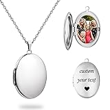 PHOCKSIN Glossy Oval Silver Lockets Personalized