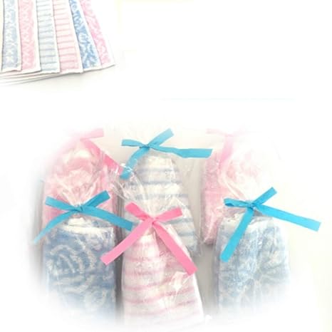 Amazon プチギフト ハンカチタオル 6個セット 3柄 2色 1個づつ リボン付きラッピング袋入りタオルハンカチ 個包装ハンカチタオル ハンドタオル ホーム キッチン オンライン通販