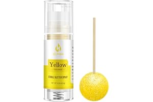 Yellow Edible Glitter Spray – Herbeklab 10g Food Grade Edible Shimmer Spray for Cakes, Cookies, Chocolate, Strawberries, Drinks and Cocktails– Upgraded Bottle Design