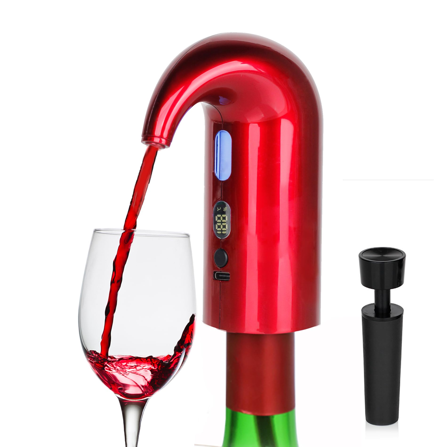 Electric Wine Aerator Pourer Portable One-Touch Automatic Pump Decanter Dispenser with USB Rechargeable for Red and White Wine