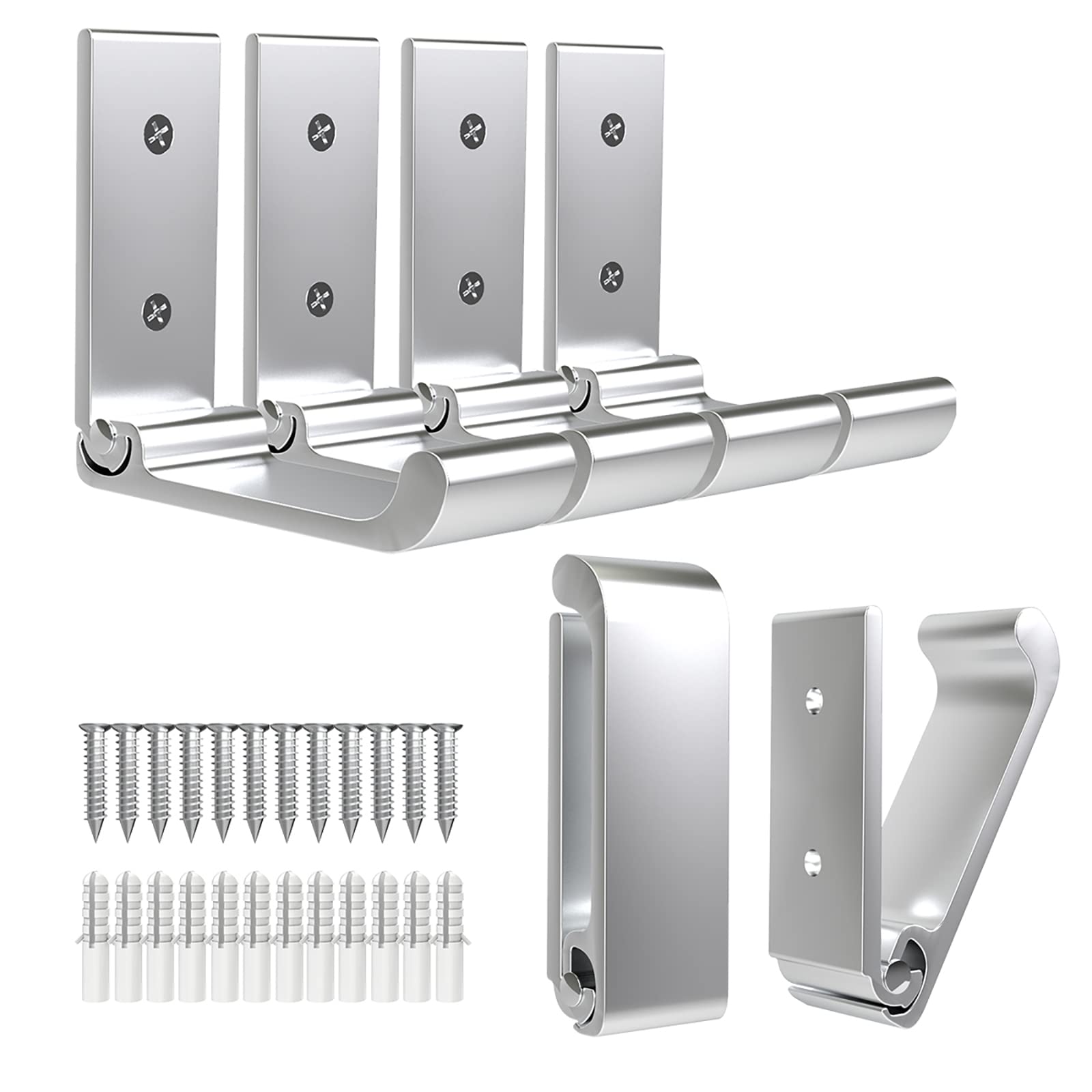 AUHSSAN 6Pcs 3'' Folding Coat Hooks Silver Foldable Hooks Aluminum Alloy Wall Hooks Headphones Holder Wall Mounted with 12pcs Screws Set for Hanging Coats, Bags, Hat, Towel, Keys