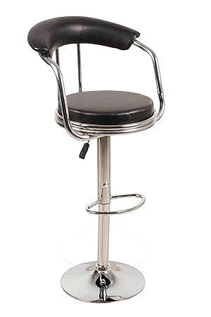DZYN Furnitures Leatherette Height Adjustable Bar Stool Chair (Black)