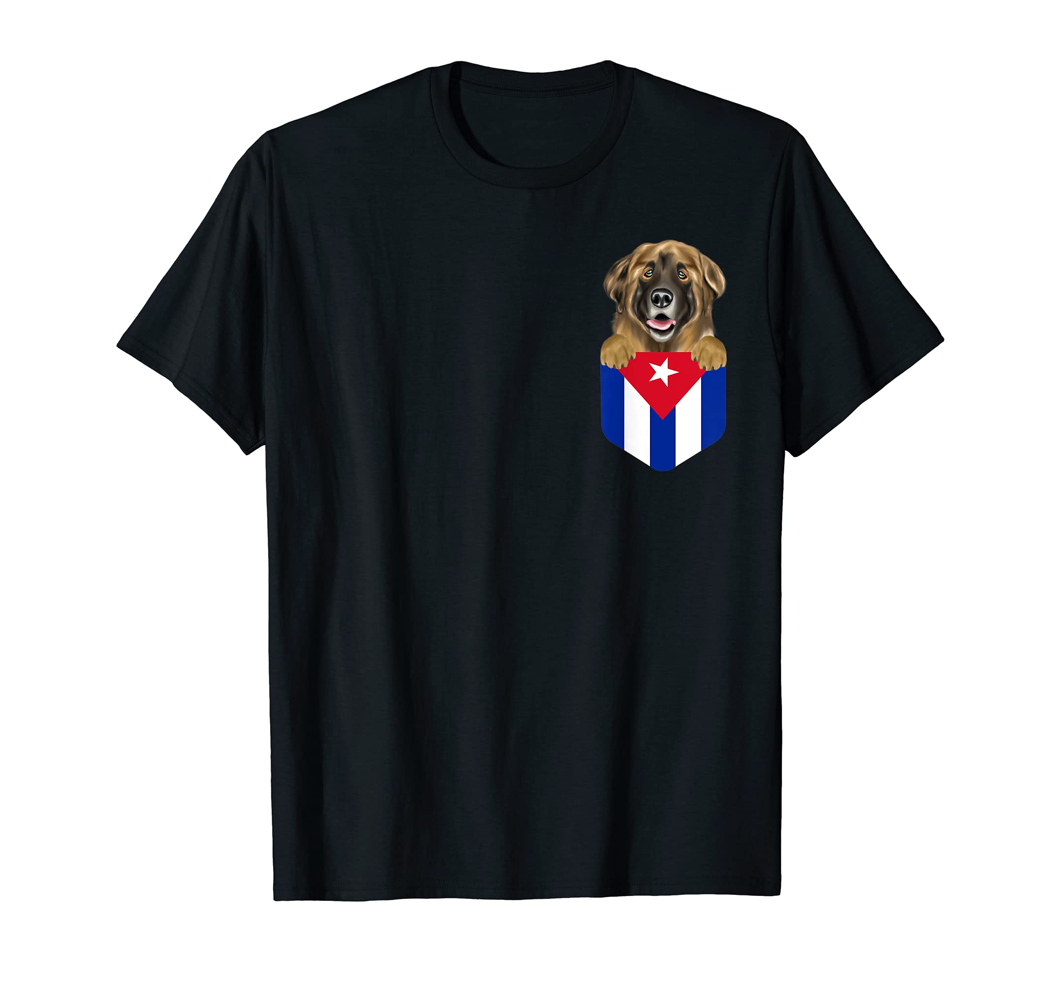Cuba Flag Leonberger Dog In Pocket T-Shirt