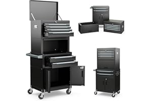 ERGOMASTER Large Rolling Tool-Chest with 6 Drawers Heavy Duty Tool-Cabinet on Wheels Lockable and Lock System for Garage Workshop(28 x 13 x 53''-Black)