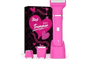 Risina Electric Bikini Trimmer for Women Gifts for Her - 3-in-1 Rechargeable Waterproof Shaver Razor, Cordless Pubic Hair Remover, Precision Groomer Painless Portable Wet Dry Personal Care Tool