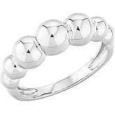 Miabella Italian 925 Sterling Silver or 18K Gold Plated Bead Ball Stackable Ring for Women/Made in Italy