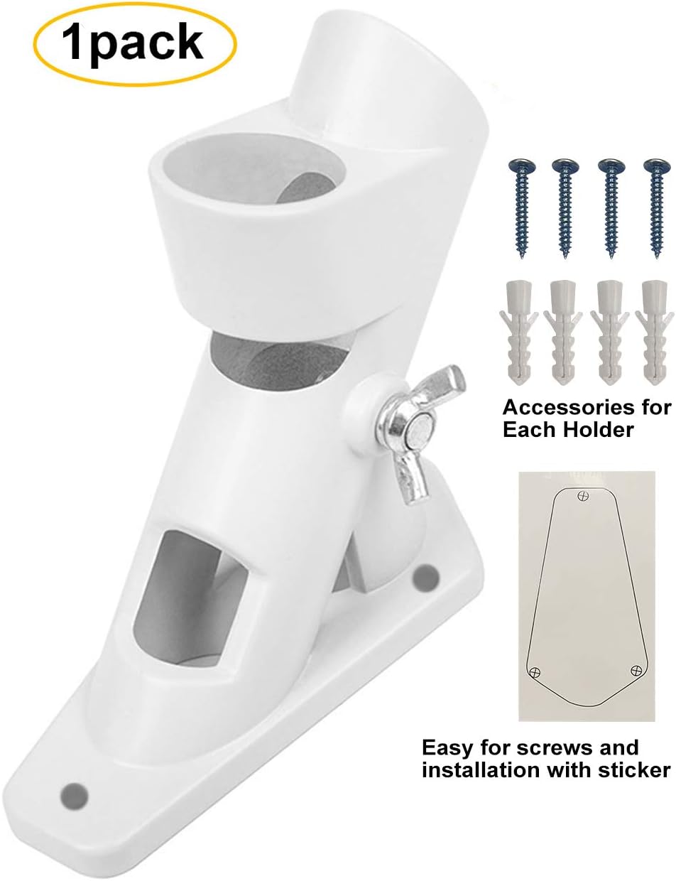 ABUSA Clearance Inventory White Powder Coated Aluminum Flag Pole Holder Bracket Mount 2 Positions
