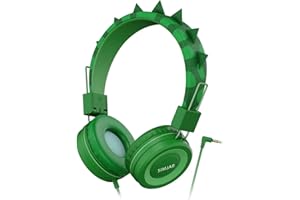 SIMJAR Dinosaur Kids Headphones with Microphone for School, Volume Limiter 85/94dB, Over-Ear Girls Boys Headphones for Kids with Foldable Wired Headphones for iPad/Travel/Tablet