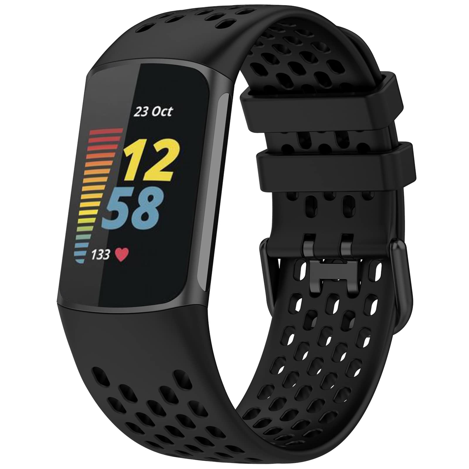 TopPerfekt Sport Straps Compatible with Fitbit Charge 6 Strap, Adjustable Breathable Soft Silicone Sport Replacement Watch Band Straps Wristbands Bracelet for Charge 5 Activity Tracker Women Men โ image 1