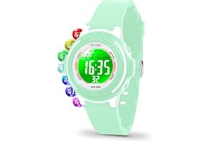 TixYolo Digital Kids Watch with 7 Color Lights 50M Waterproof,Alarm,Stopwatch,Soft Strap,Children Gifts Sports Watch for Boys Girls 5-12 Years