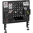 PEGZONE Clamp-on Desk Pegboard, Desk Organizer for Office Gaming Home, Magnetic Metal Peg Board with 10 Accessories, Privacy Panel for Office, 16.5" x 12.6", Medium, Black