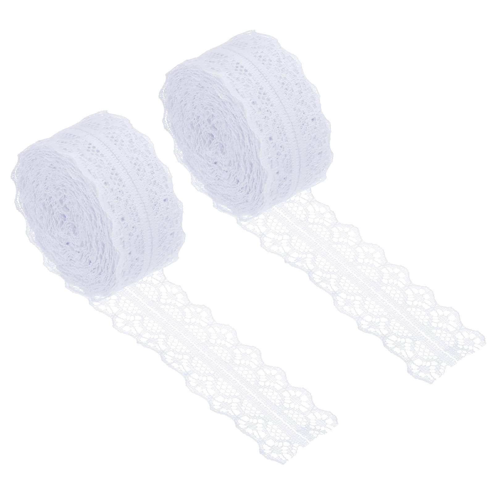 PATIKIL 1.2 Inch x 11 Yards Lace Trim Ribbon, 2pcs Non-Stretch Lace Sewing Roll Gift Package Floral Wrapping for Party Home Decoration Dress Craft, White