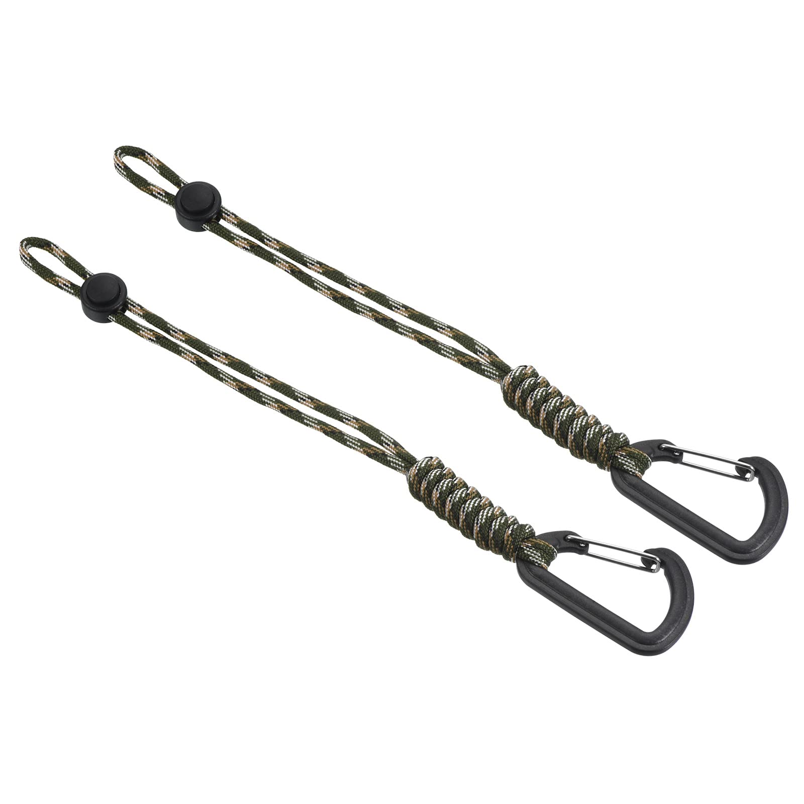 PATIKIL Badge Lanyard with Hook 10 Inch, 2Pcs Braided Wrist Keychain Strap Adjustable Cord Lock for Keys Wallets Outdoors, Camo Green