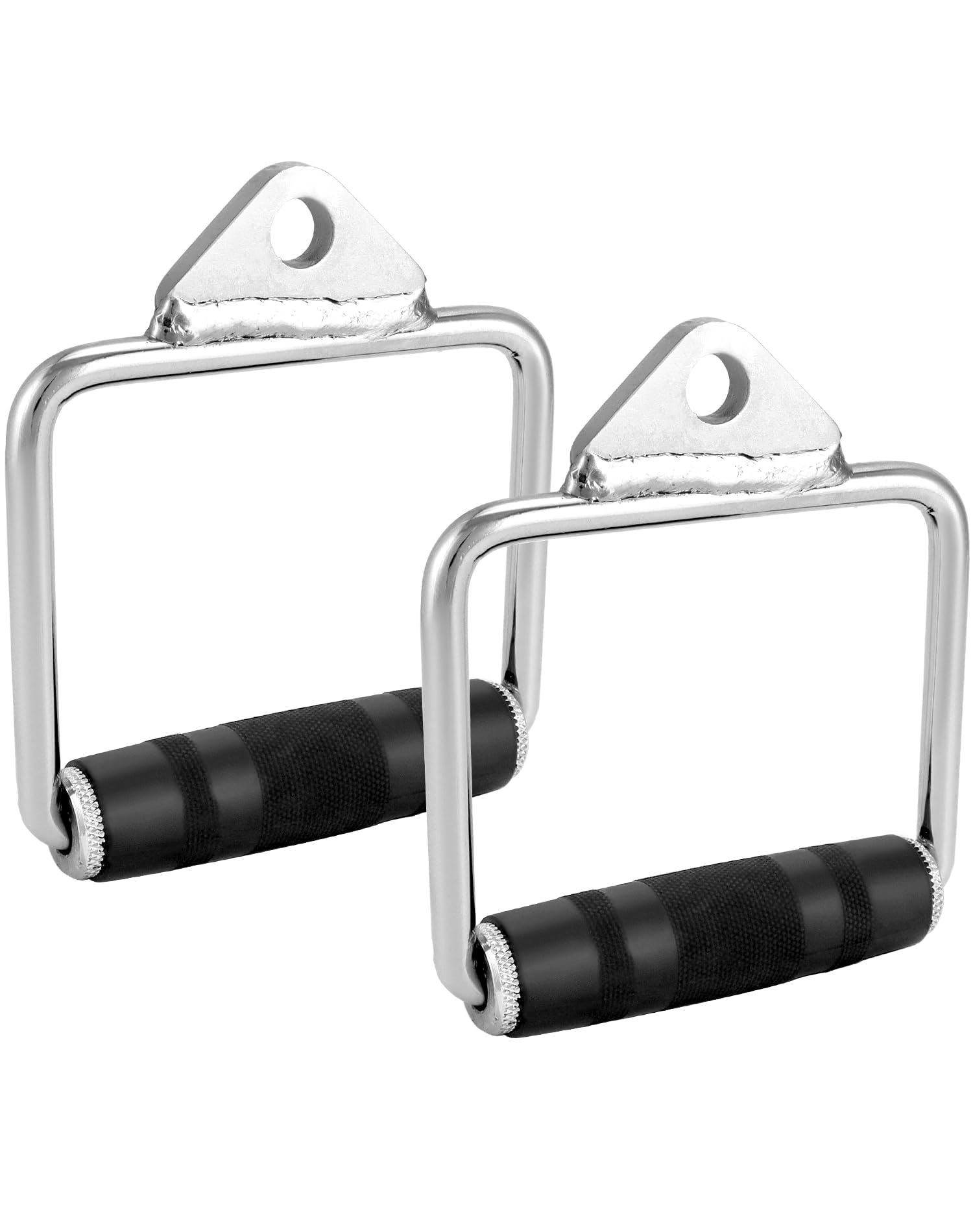 QWORK® 2PCS Stirrup Handle with Rubber Grip, LAT Pulldown Attachment Cable Machine Accessories