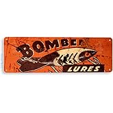 Tinworld Tin Sign: Bomber Lures Retro Rustic Fishing Fish Bait Tackle Marina Metal Decor B601