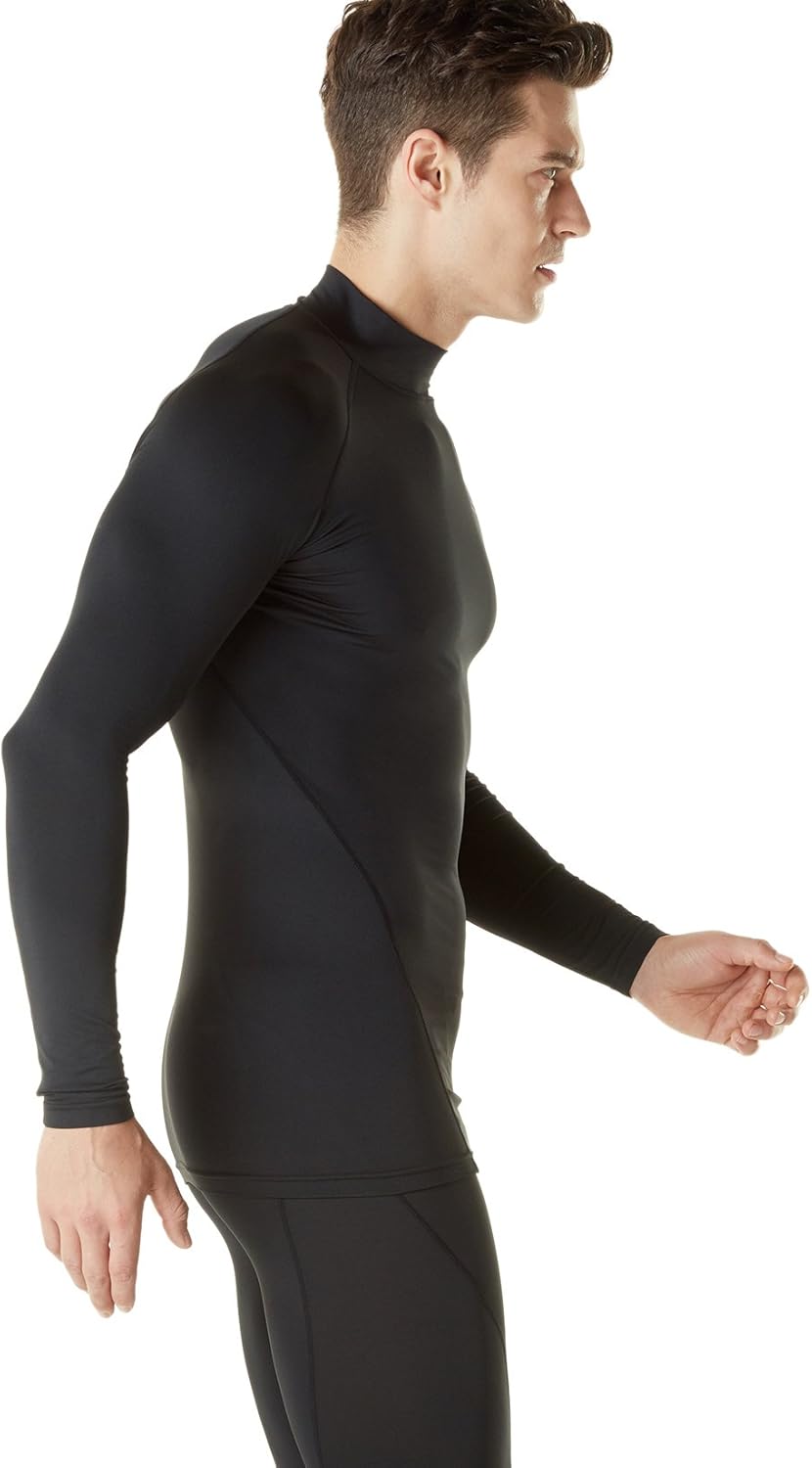 TSLA 1 or 2 Pack Men's Thermal Long Sleeve Compression Shirts, Mock/Turtleneck Winter Sports Running Base Layer Top: Clothing