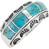 Turquoise Ring Sterling Silver 925 Genuine Gemstones Size 6 to 11