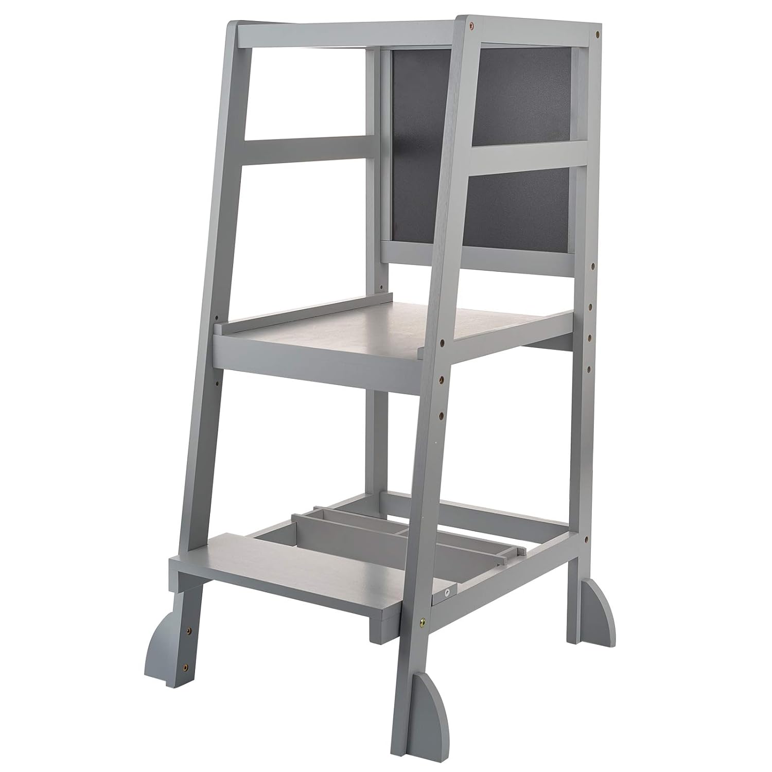 WORTHYEAH Kids Step Stool with Safety Rails, Toddler Step Towers with Blackboard, Bamboo Toddler Kitchen Step Stools with Chalkboard, Comfortable Kitchen Helper Children's Stool : Baby