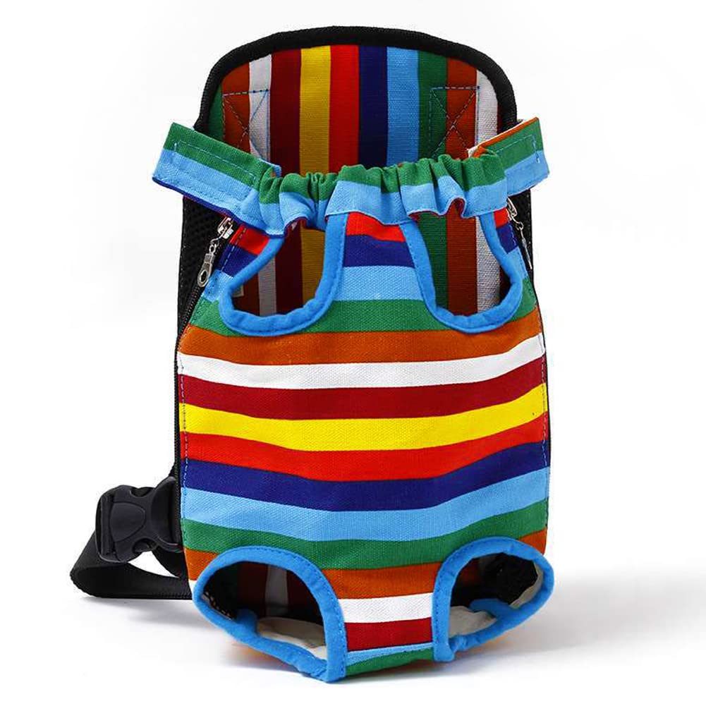 Twegin Pet Carrier Bag, Adjustable Legs Out Front Dog Carrier or Traveling Hiking Camping Bike and Motorcycle Dogs Cats Puppies Backpack for Small Medium Dogs, Multicolor