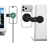 CloudValley Magnetic Laptop Phone Holder, 15W Fast Wireless Charger | for iPhone 17/16/15/14/13/12 & All Phones, MacBook, PC