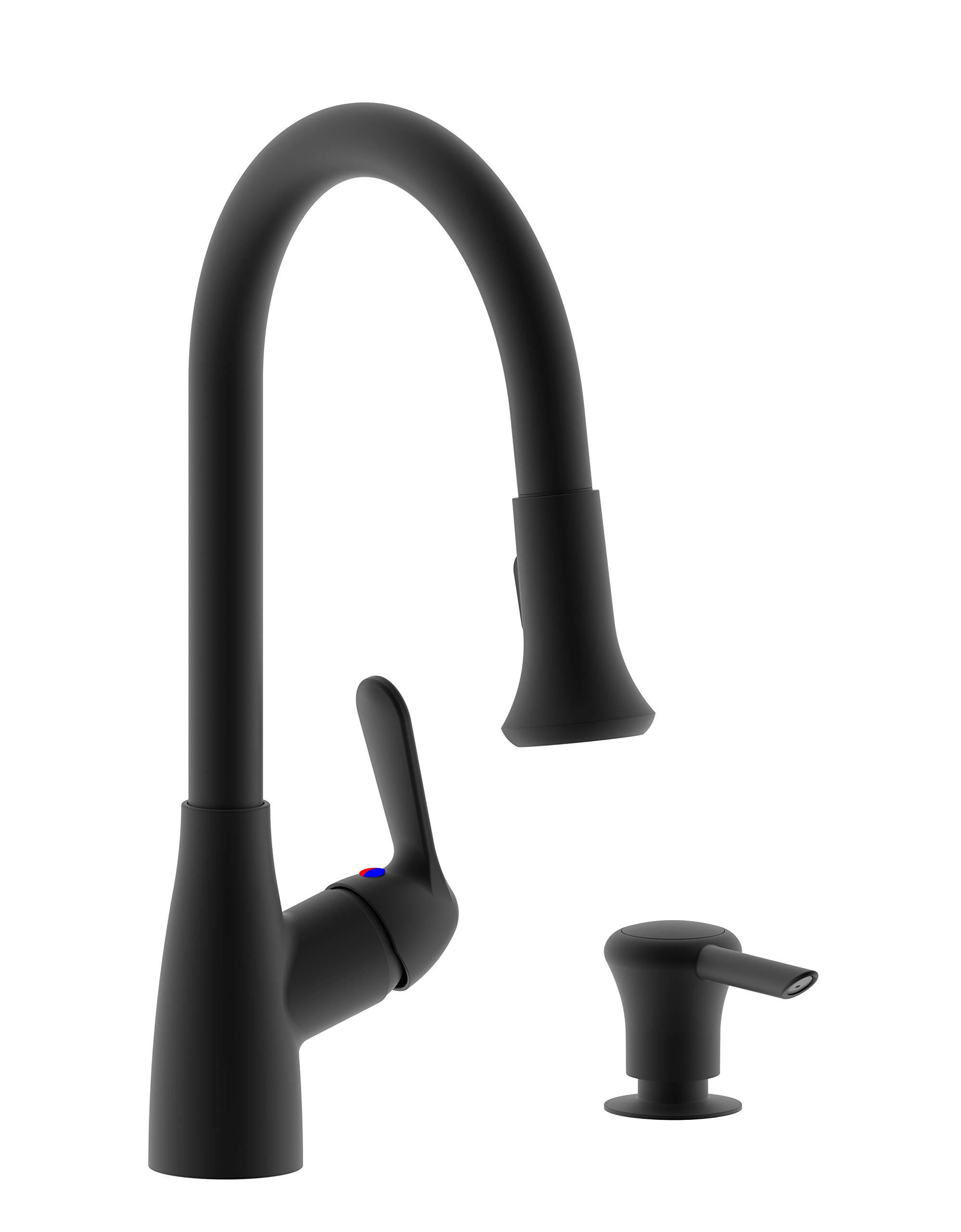 Single Handle Pull-Down Kitchen Faucet (with soap dispenser Matte Black)