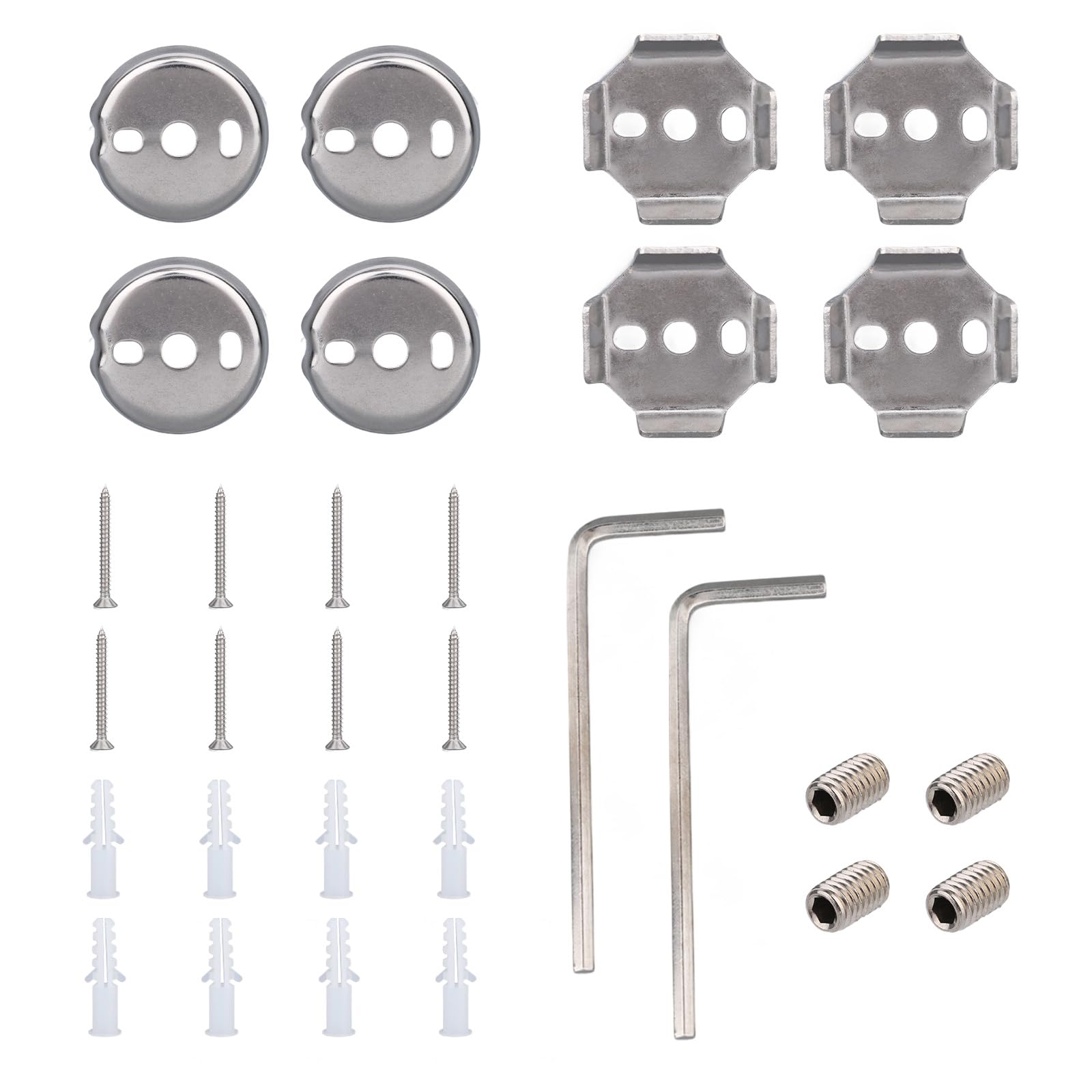 Photo 1 of 30pcs Towel Bar Rod Replacement Parts Set, Stainless Steel Bathroom Mounting Holder Bracket Towel Bar Mounting Hardware Kit with Round and Square Base Screws Wrench