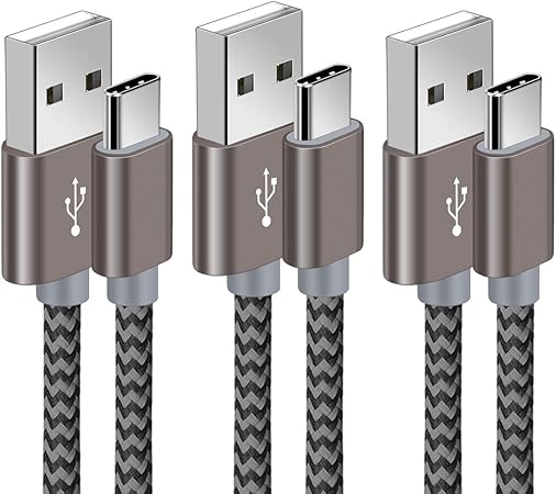 OTISA Cable USB Tipo C Adaptador [3Pack 2M] Cable USB C Cargador de Nylón para Samsung S10/S9 Plus/S8+/S8, Note 9/8, Xiaomi Mi A2/A1, Red Mi Note 7, ...