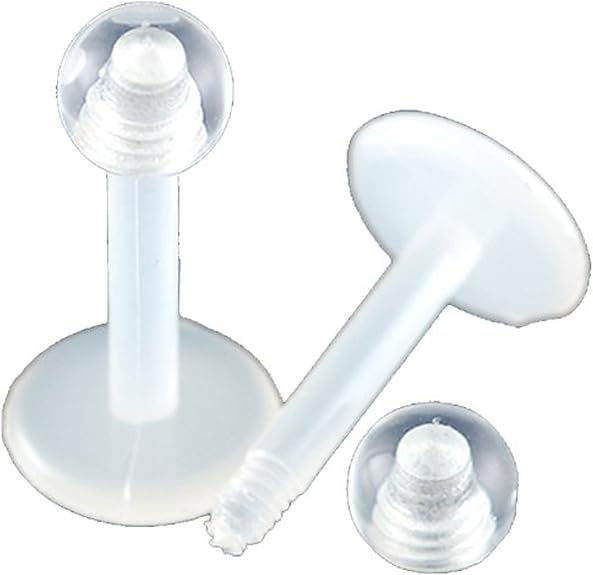 bodyjewellery Clear Lip Ring 16g 1 4 inch labret Bioplast 1