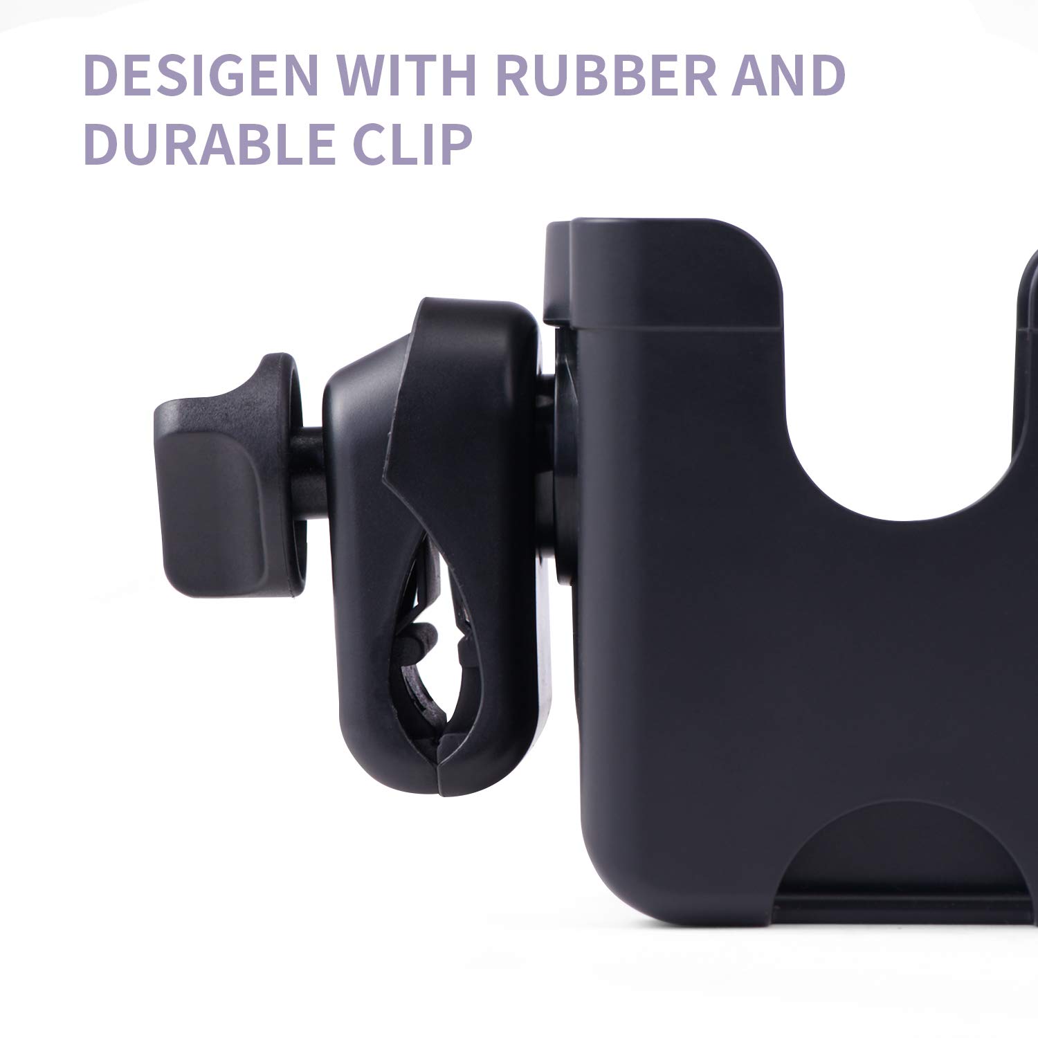SUNVENO Stroller Universal Cup Holder, 360 Degrees Rotation 2 in 1 Large Bottle Holder with Phone Holder for Stroller, Pushchair,Wheelchair, Walker, Black: Baby