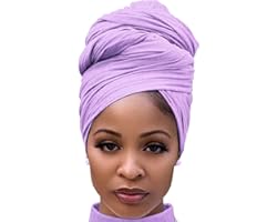 Harewom Turban Head Wraps for Women Hair Wraps for Black Women Stretch Jersey Hair Scarves Headbands Light Purple