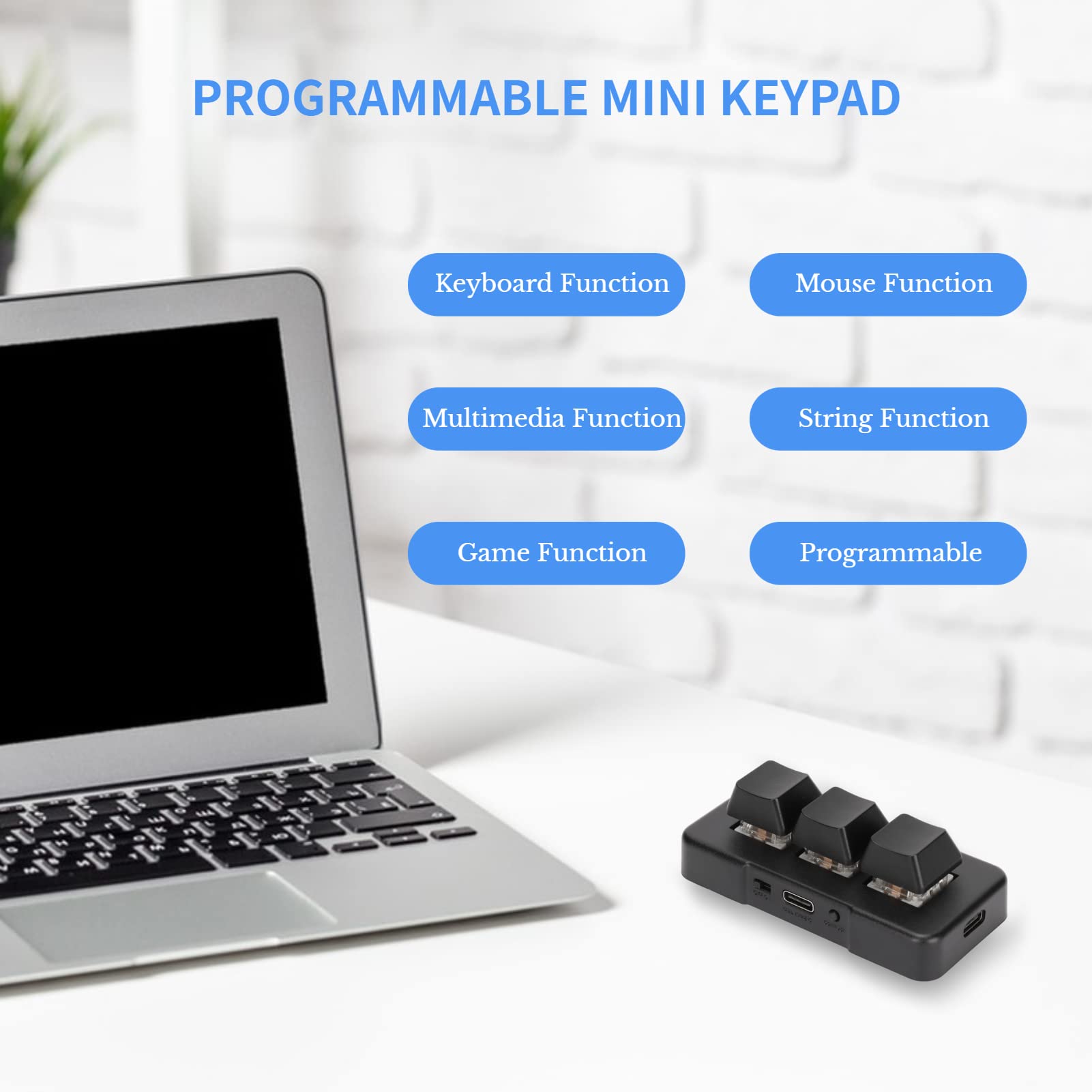 Mua Yunseity 3 Keys Programmable Keypad, Bluetooth Mini USB Keypad with ...