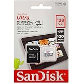 SanDisk Ultra 128GB microSDXC UHS-I Card with Adapter, Black, Standard Packaging (SDSQUNC-128G-GN6MA)