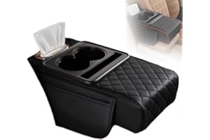 2026 New Multifunctional Pu Leather Car Armrest Box Mat with Cup Holder, Tissue Boxes & Phone Slot, 5-in-1 Car Center Console