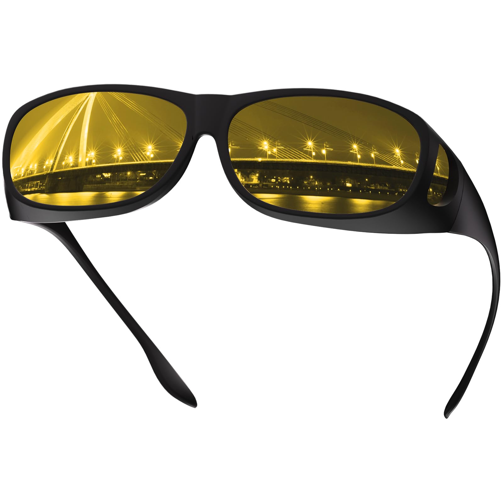 Photo 1 of FIMOSON Night Driving Glasses Anti Glare Polarized Night Vision Yellow Tint Glare Reducing Fit Over Driving Sunglasses for Men and Women, YS009-1