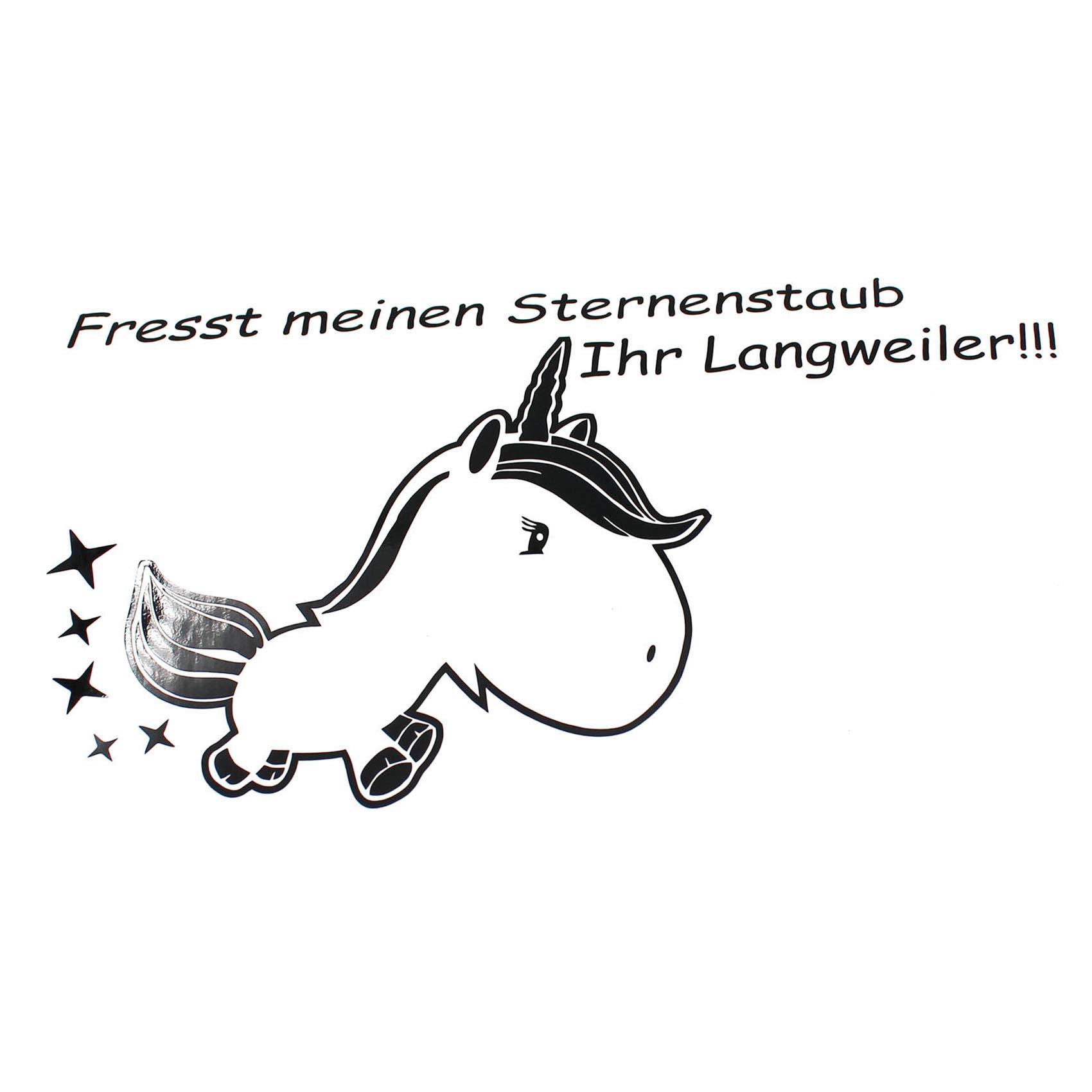 Finest Folia Unicorn Stardust Sticker 13 x 11 cm Fun Sticker for Car Decoration Unicorn Car Sticker (K074 Black Gloss)
